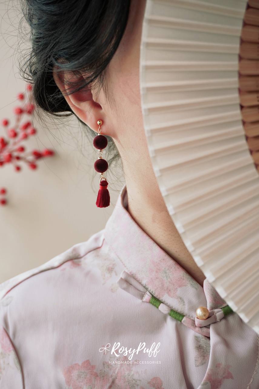 Maroon Lantern Earrings