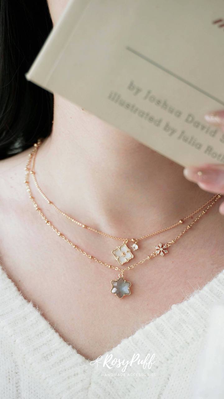 Snowy Stardust Necklace In Pink