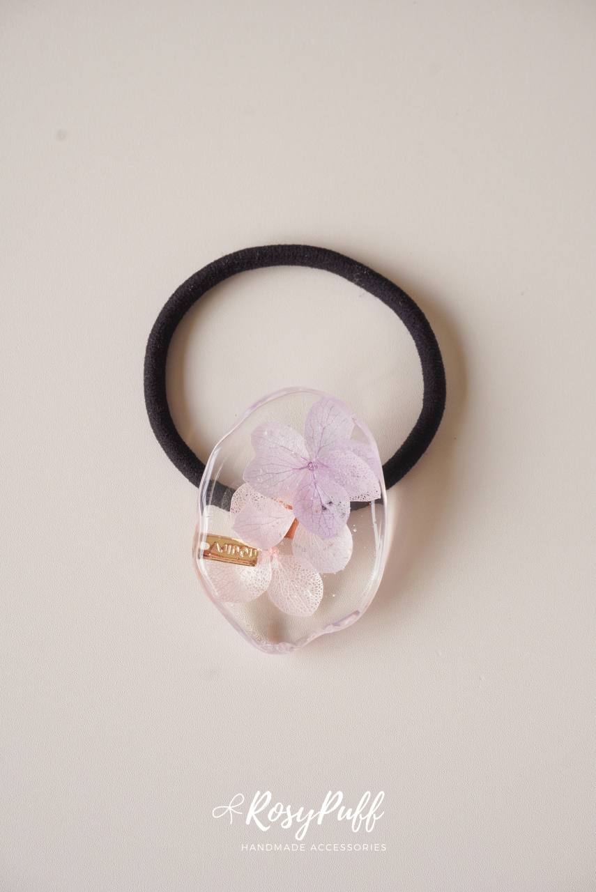Purple Pink Hydrangea Elastic Hair Ties