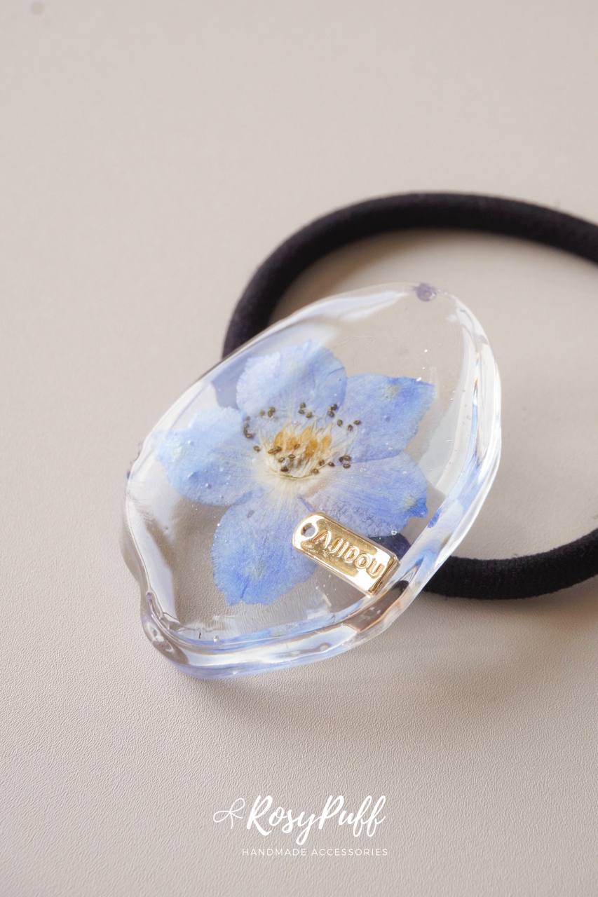 blue delphinium Elastic Hair Tie