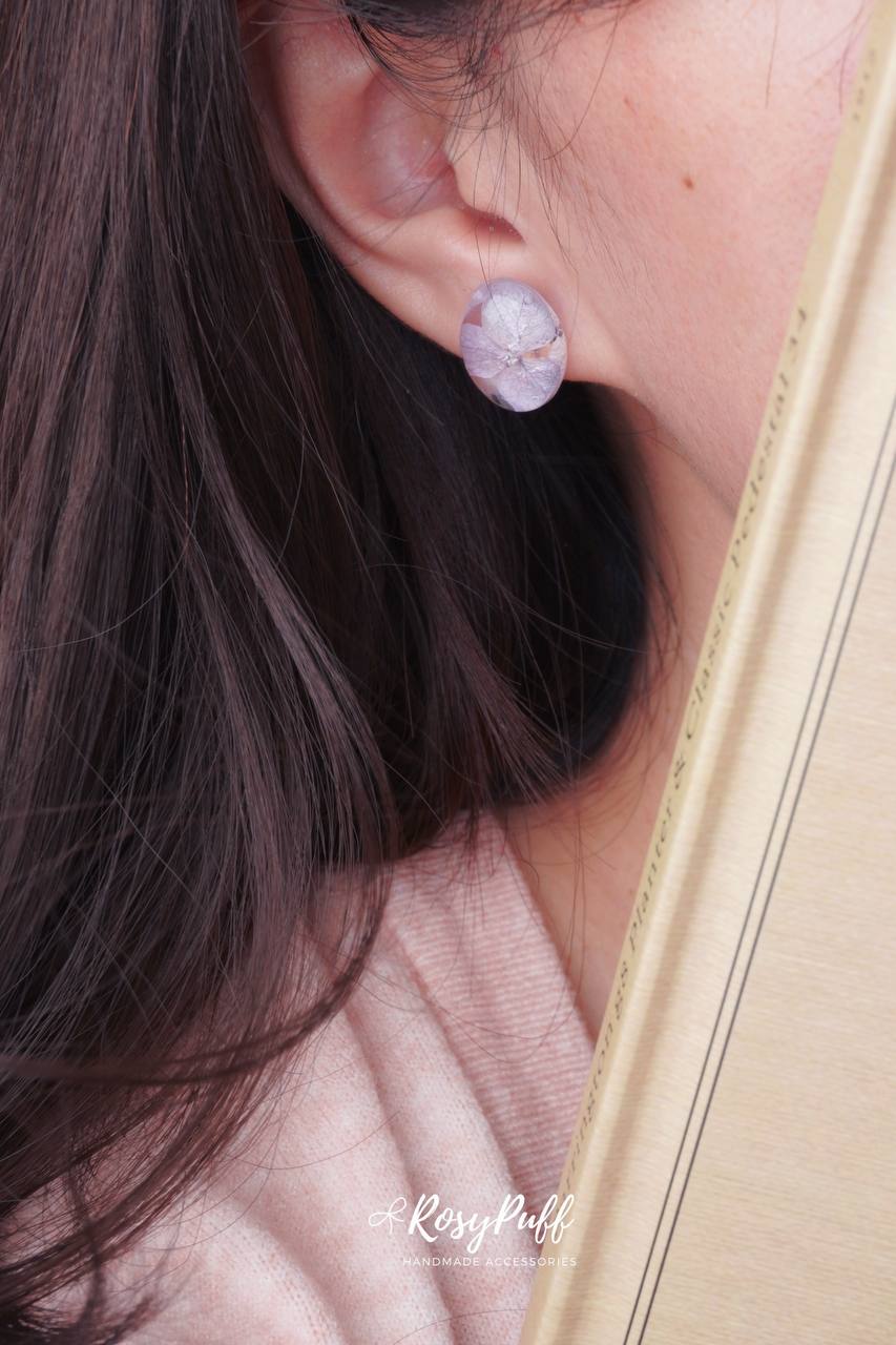 Fresh Violet Hydrangea Petals Earrings