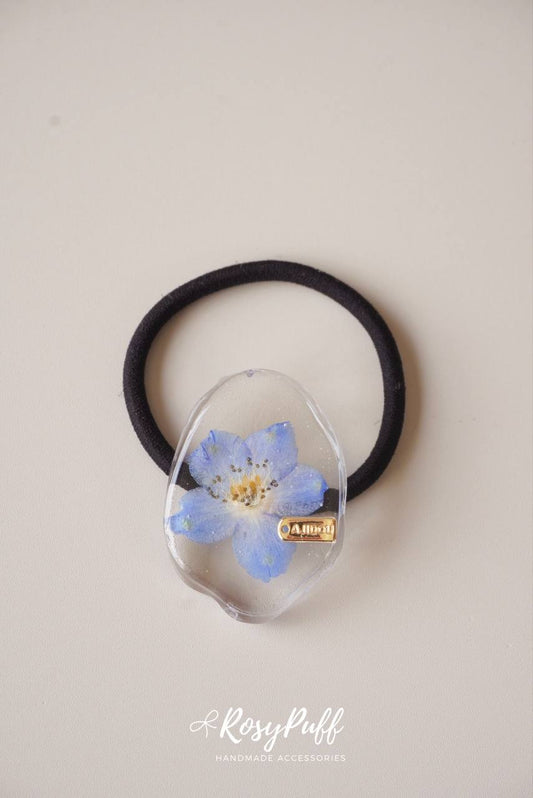 blue delphinium Elastic Hair Tie
