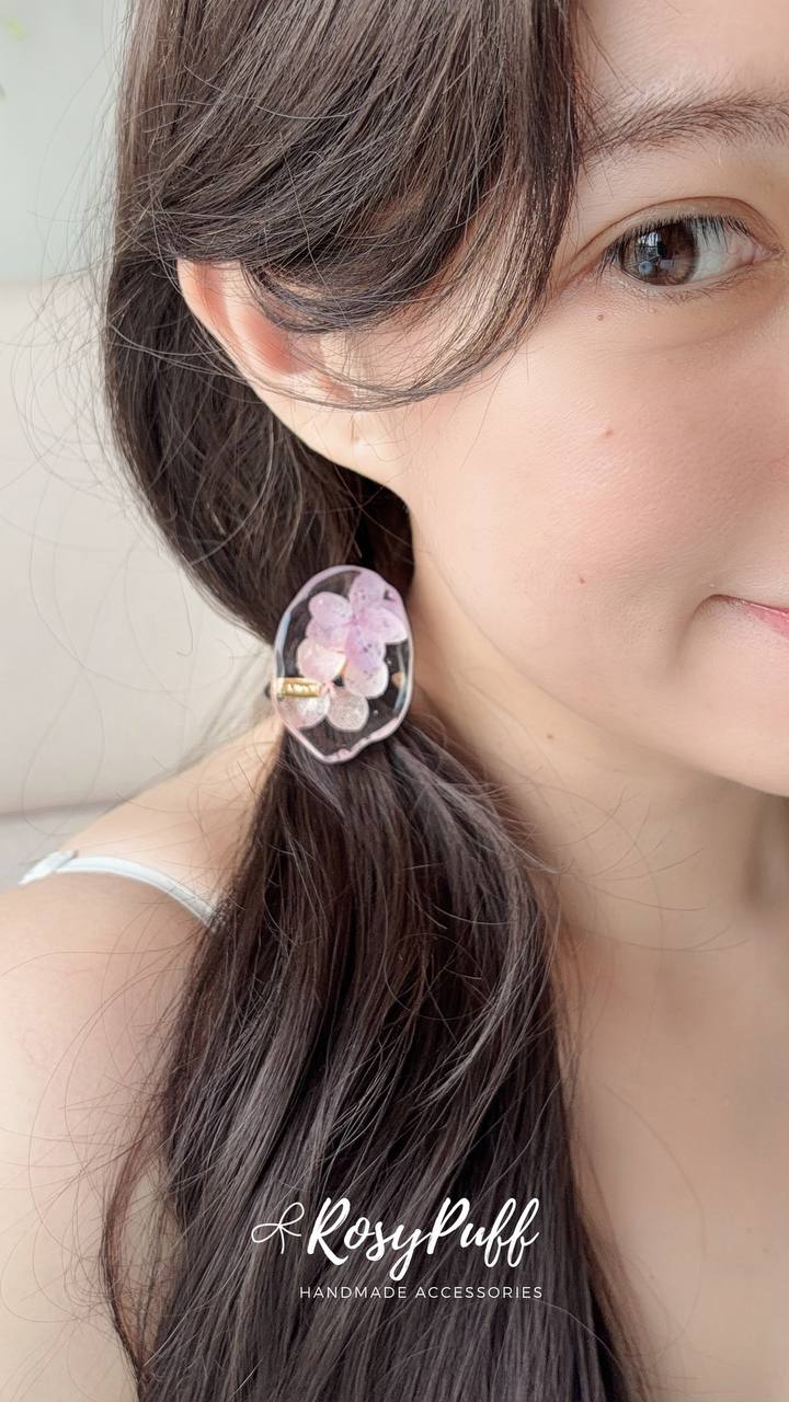 Purple Pink Hydrangea Elastic Hair Ties