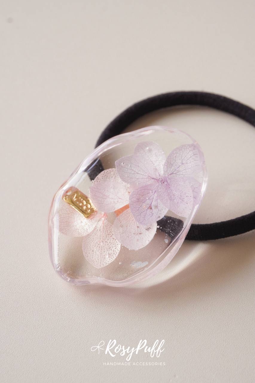 Purple Pink Hydrangea Elastic Hair Ties