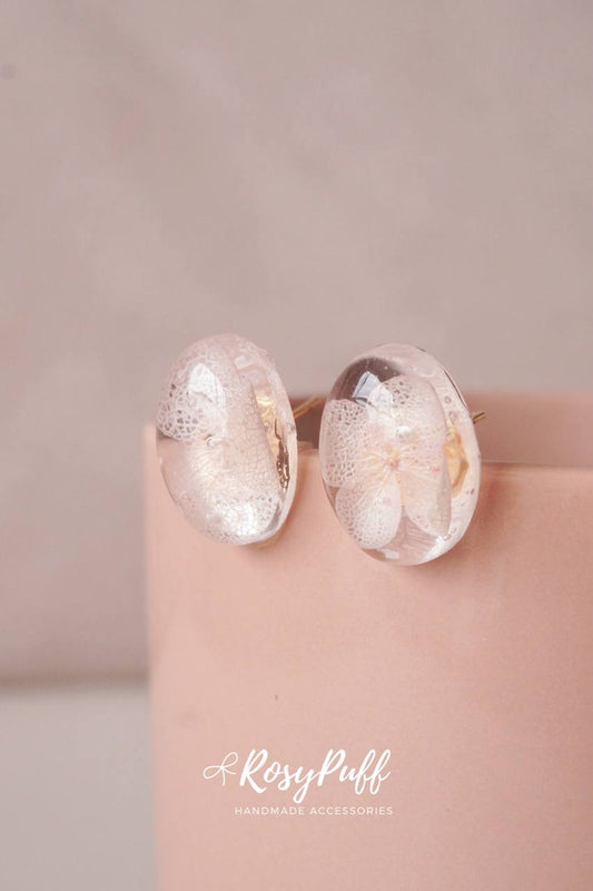 Fresh Pink Hydrangea Petals Earrings