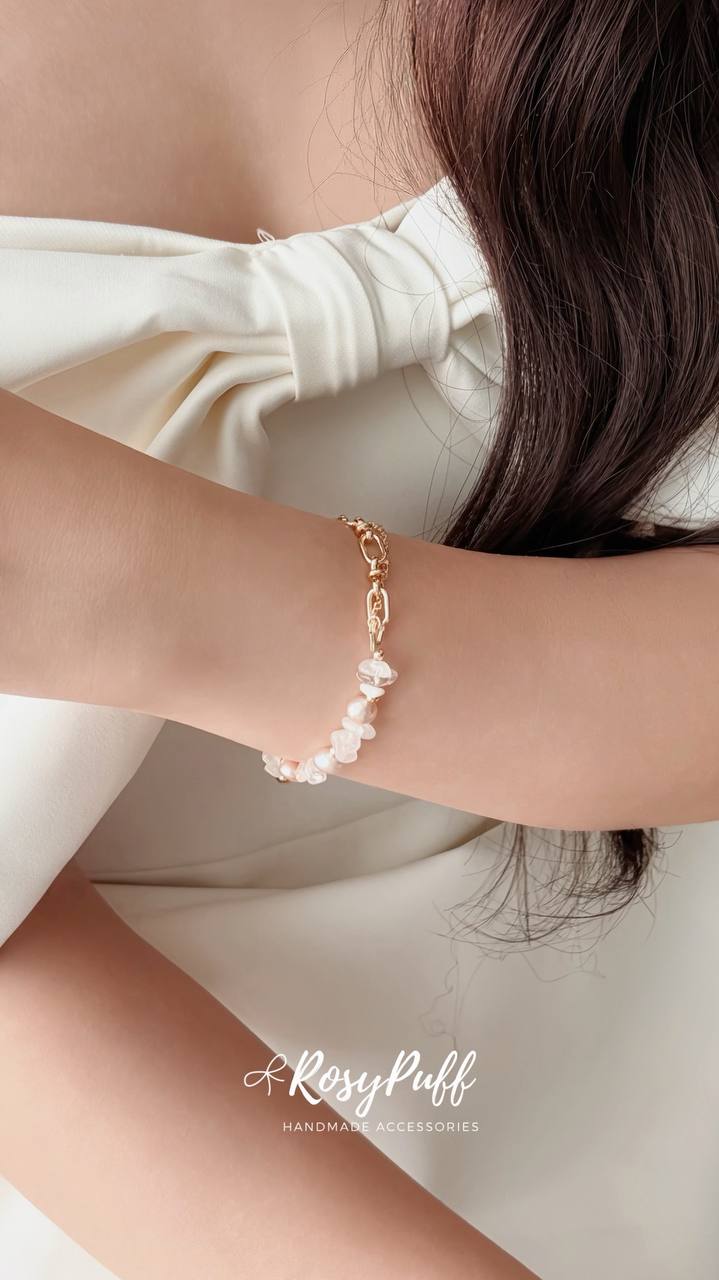 Pink Rosé Pearl Crystals Bracelet