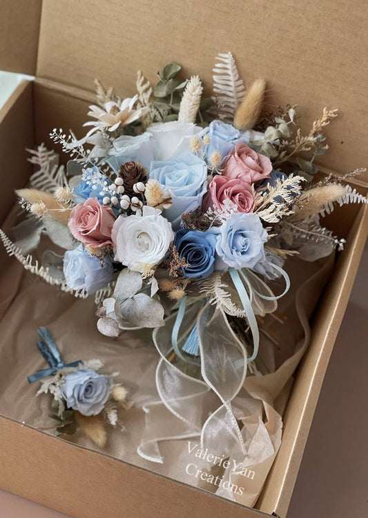 Rose and Blue Bliss Wedding Bouquet