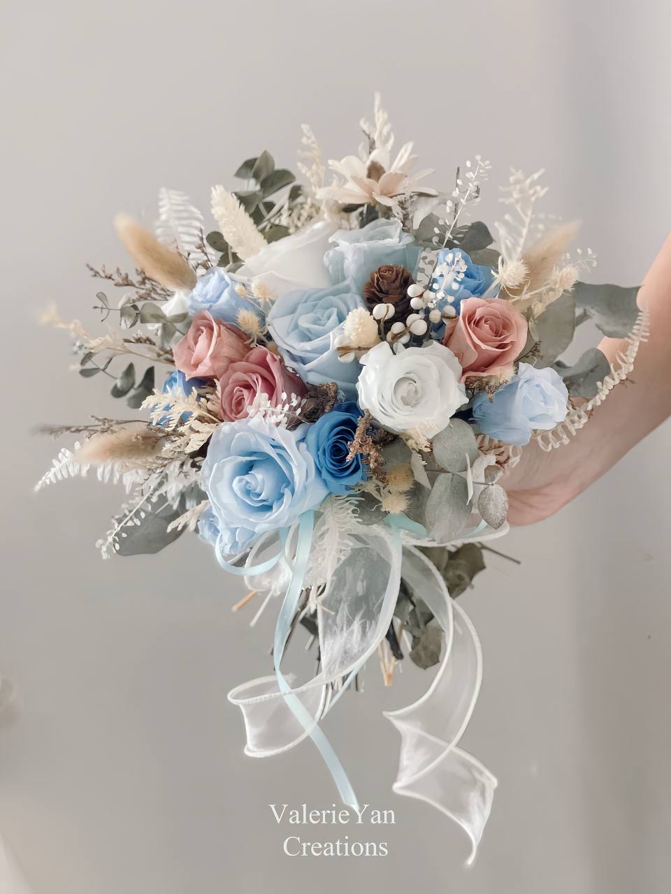 Rose and Blue Bliss Wedding Bouquet