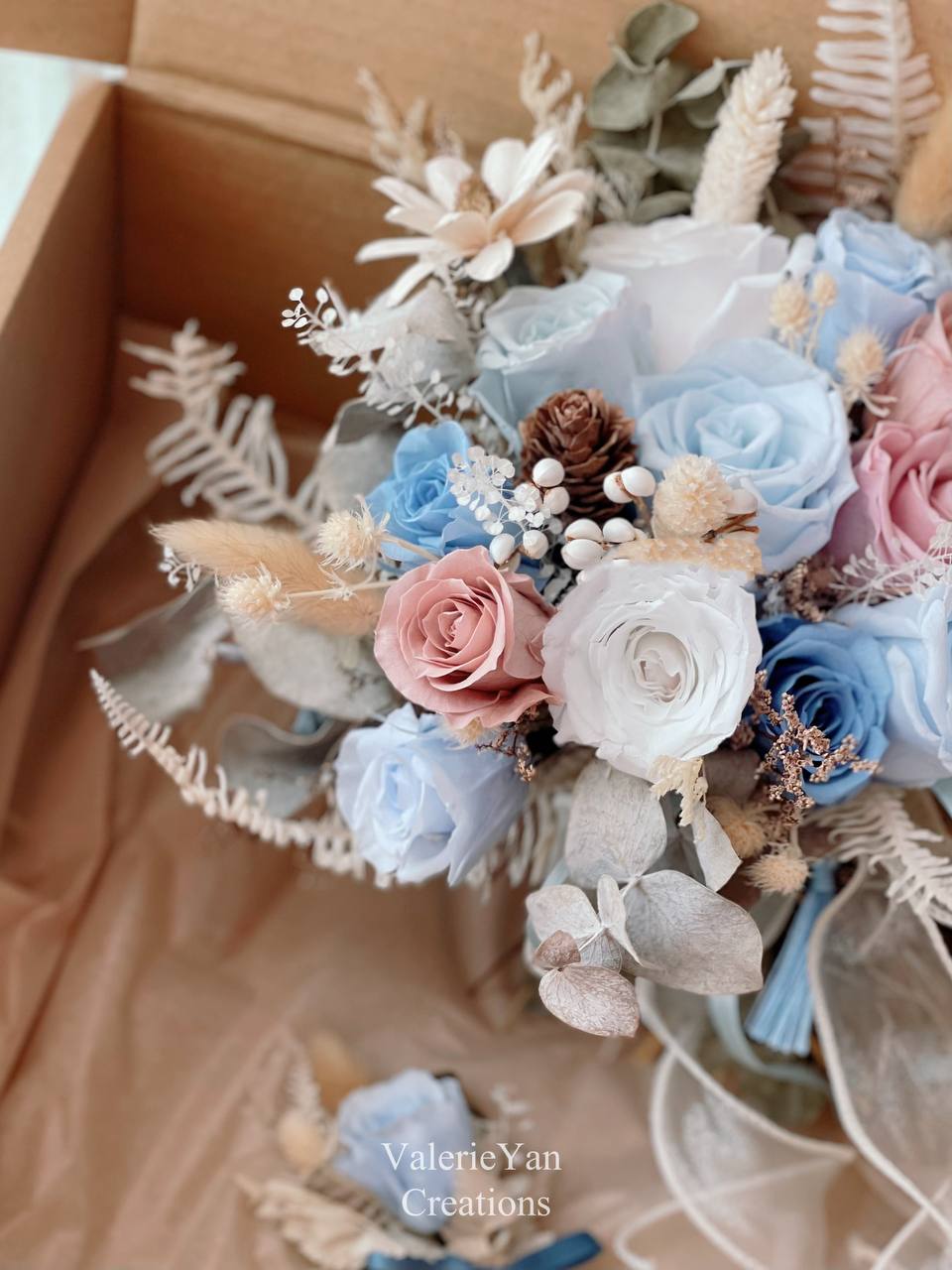 Rose and Blue Bliss Wedding Bouquet