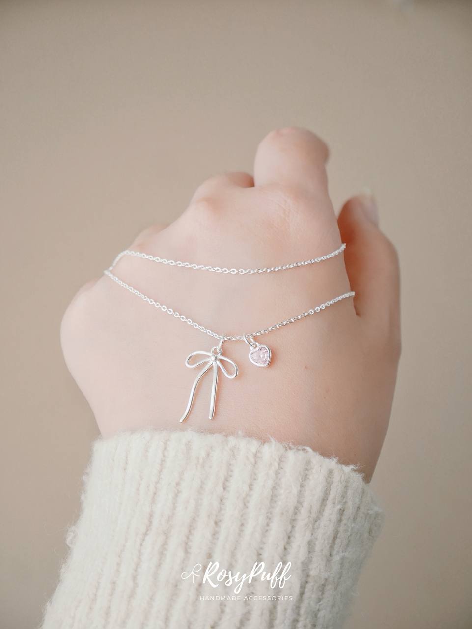 Ribbon Sweet Heart Necklace