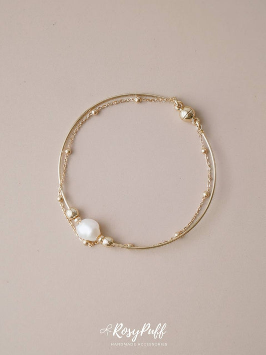 Pearl Golden Duo Layers Bangle