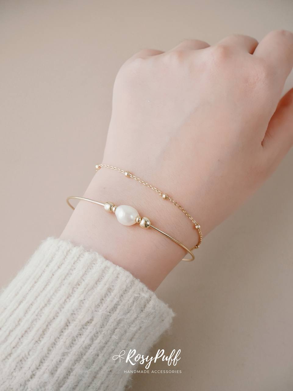 Pearl Golden Duo Layers Bangle