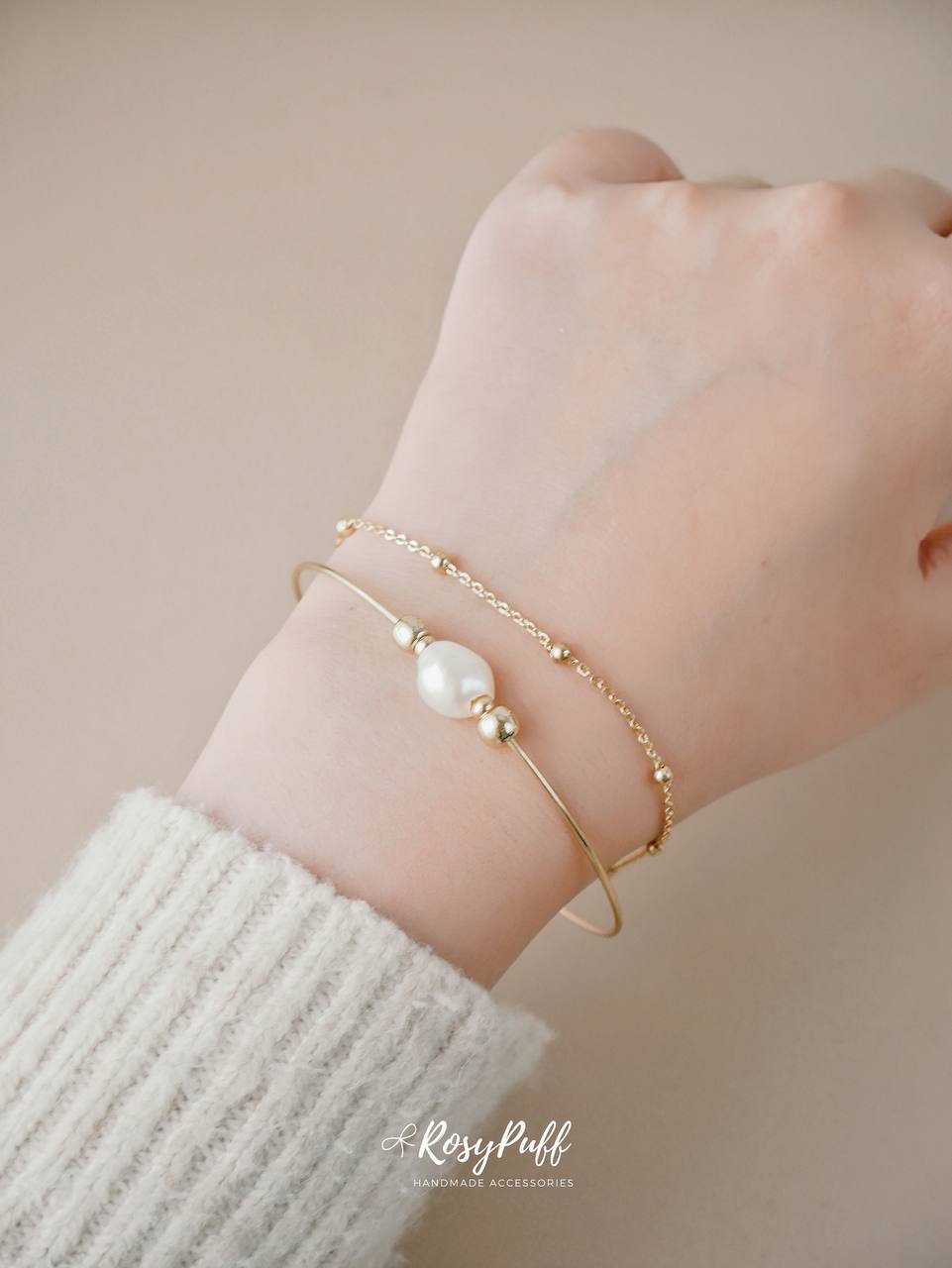 Pearl Golden Duo Layers Bangle