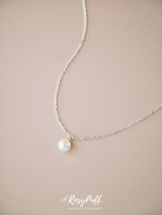 Classic 8mm Pearl Necklace In Silver