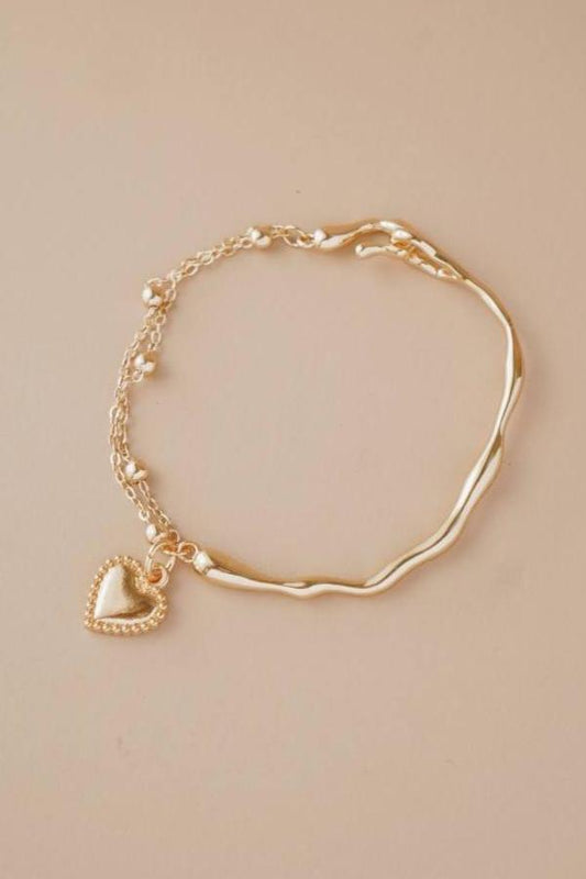 Gold Ivory Heart Bracelet