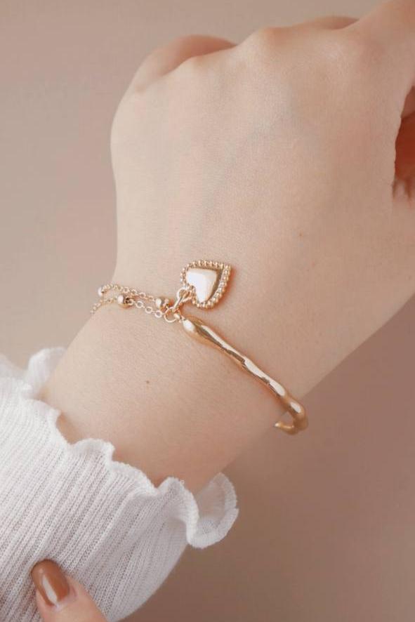 Gold Ivory Heart Bracelet