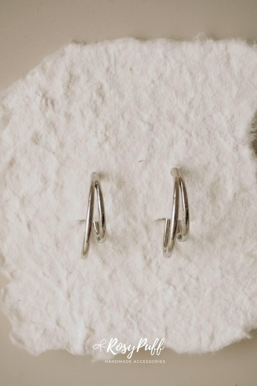 Duo Layers Ear Cuffs In Silver