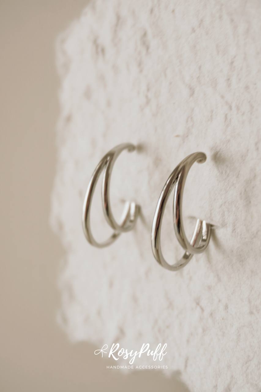 Duo Layers Ear Cuffs In Silver