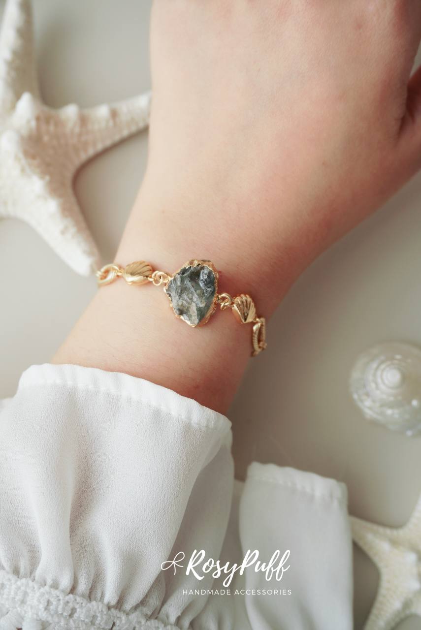 Green Fluorite crystal Ocean Bracelet