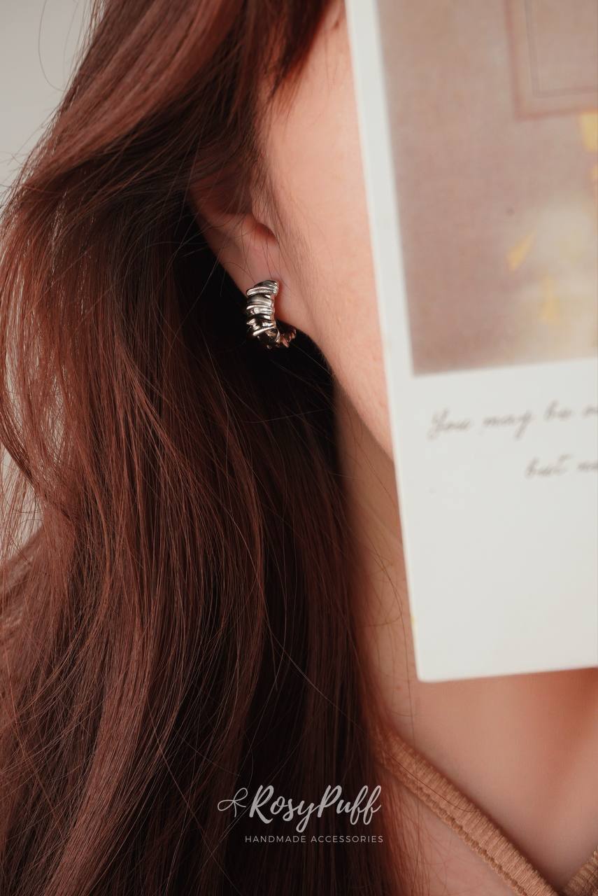 Silver Folds Earrings