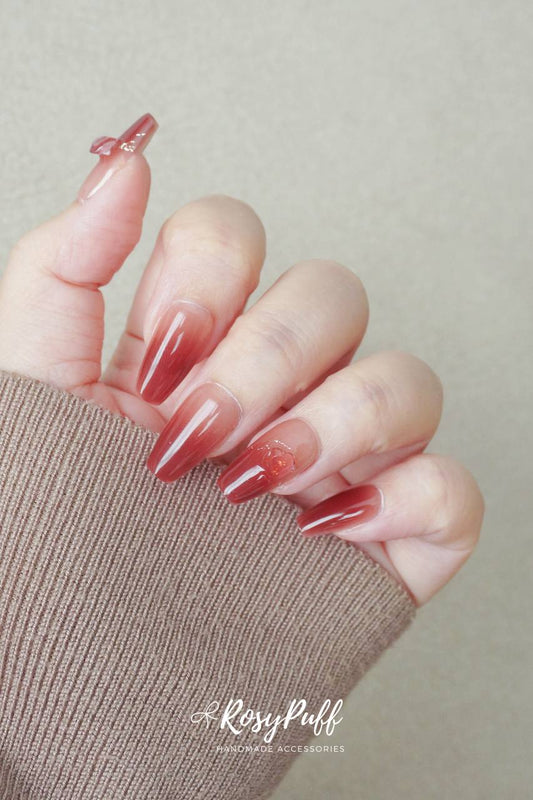 Ruby Heart Press-On Nails