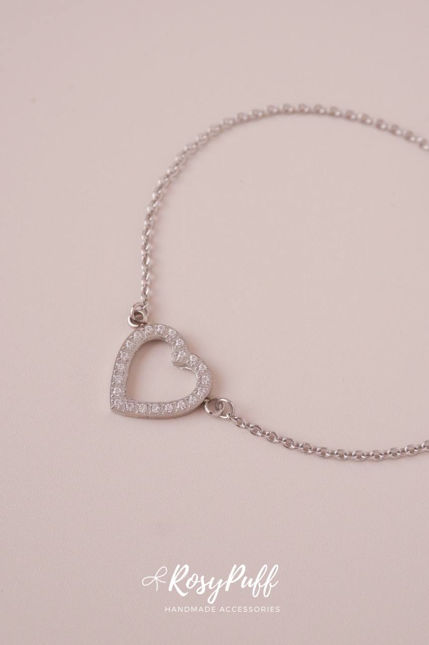 Bare Heart Bracelet In Silver