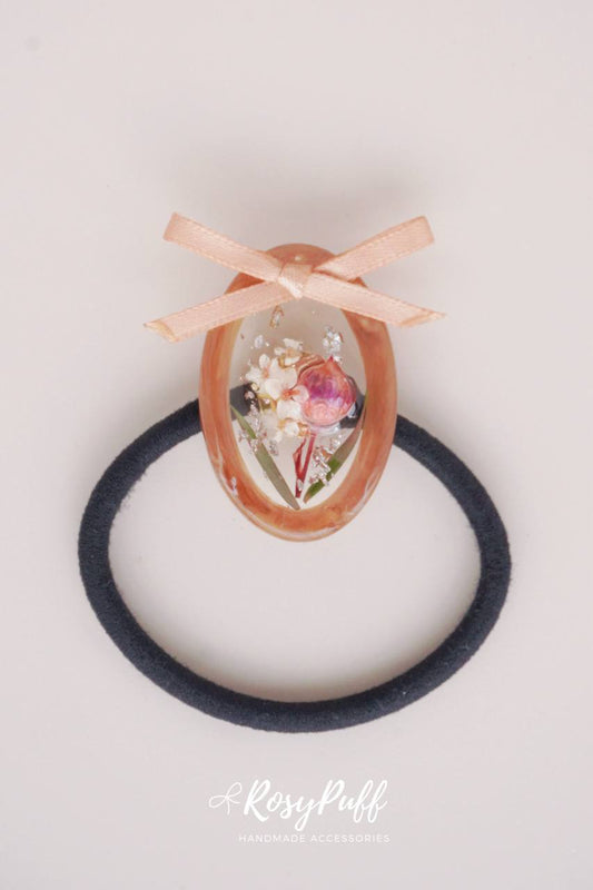 Vintage Flower Elastic Hair Tie In Brown