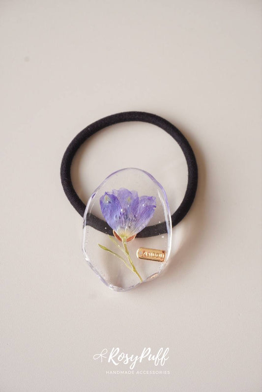 Small Blue delphinium Elastic Hair Clip