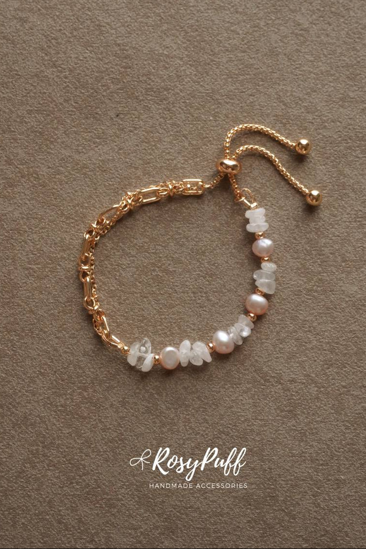 Pink Rosé Pearl Crystals Bracelet