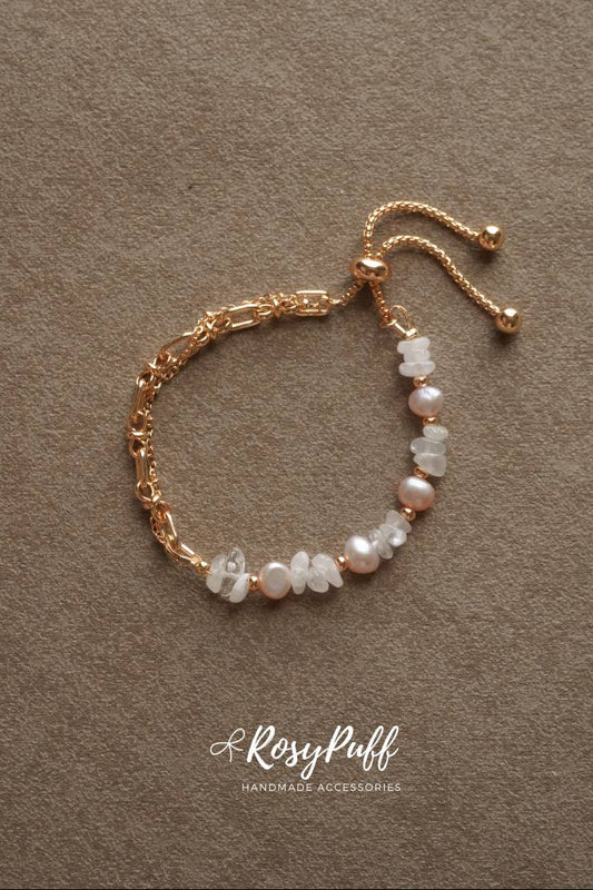 Pink Rosé Pearl Crystals Bracelet