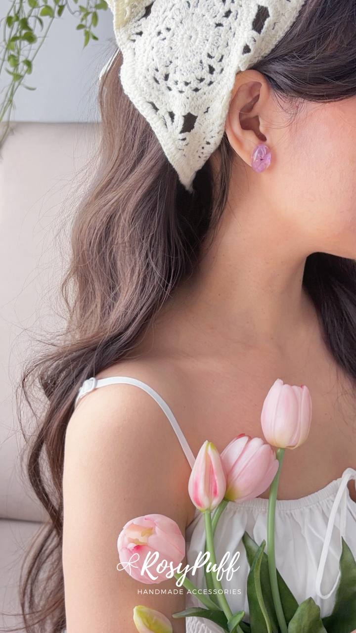 Fresh Violet Hydrangea Petals Earrings