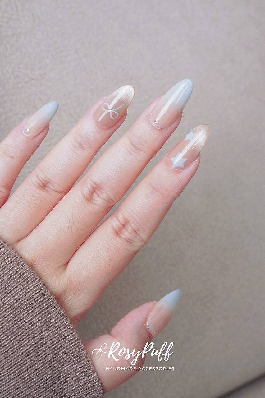 Baby Blue Powdered Press-On Nails
