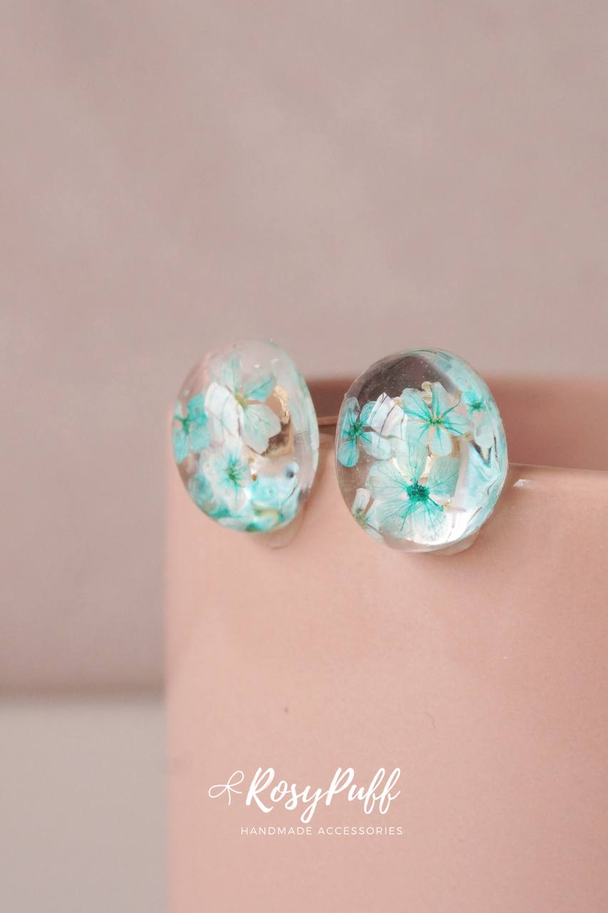Petite Tiffany Blue Petals Earrings