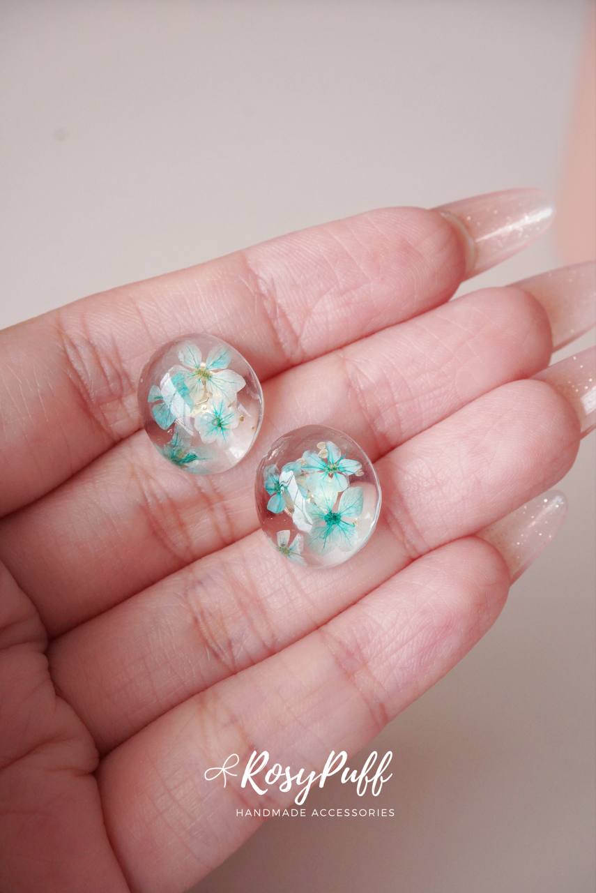 Petite Tiffany Blue Petals Earrings