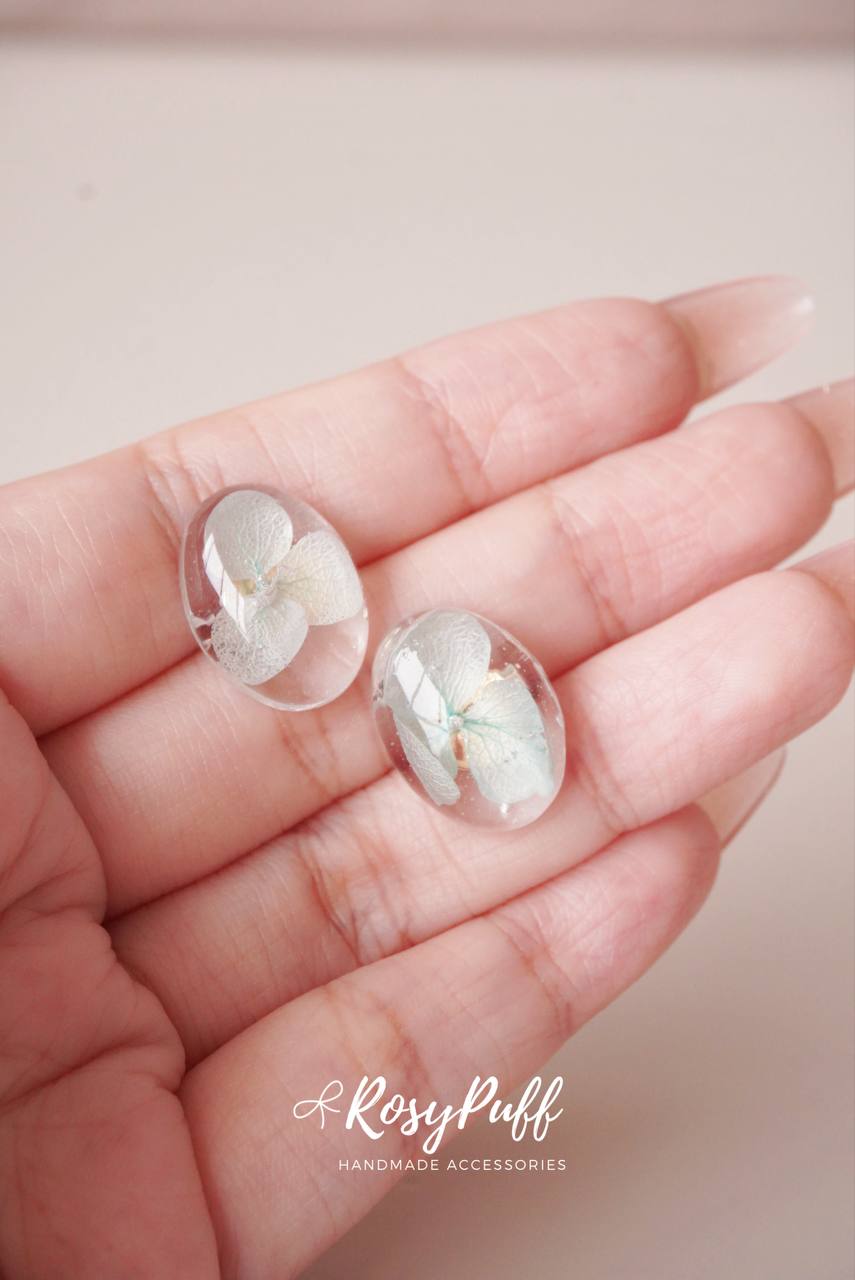 Fresh Tiffany Blue Hydrangea Petals Earrings