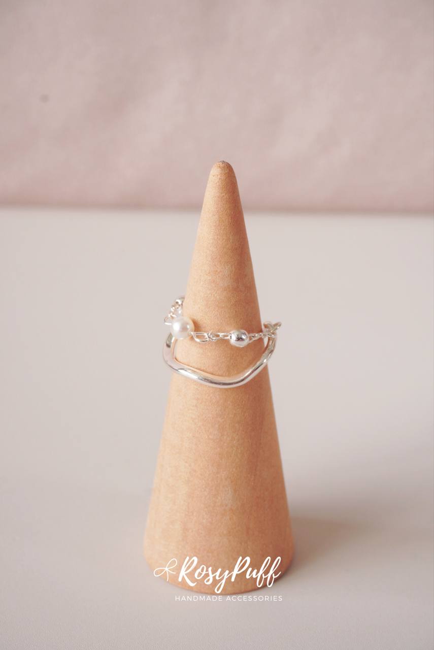 Bloom Aura Duo Layers Ring In Silver