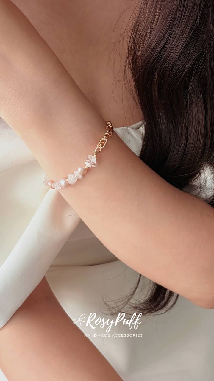 Pink Rosé Pearl Crystals Bracelet