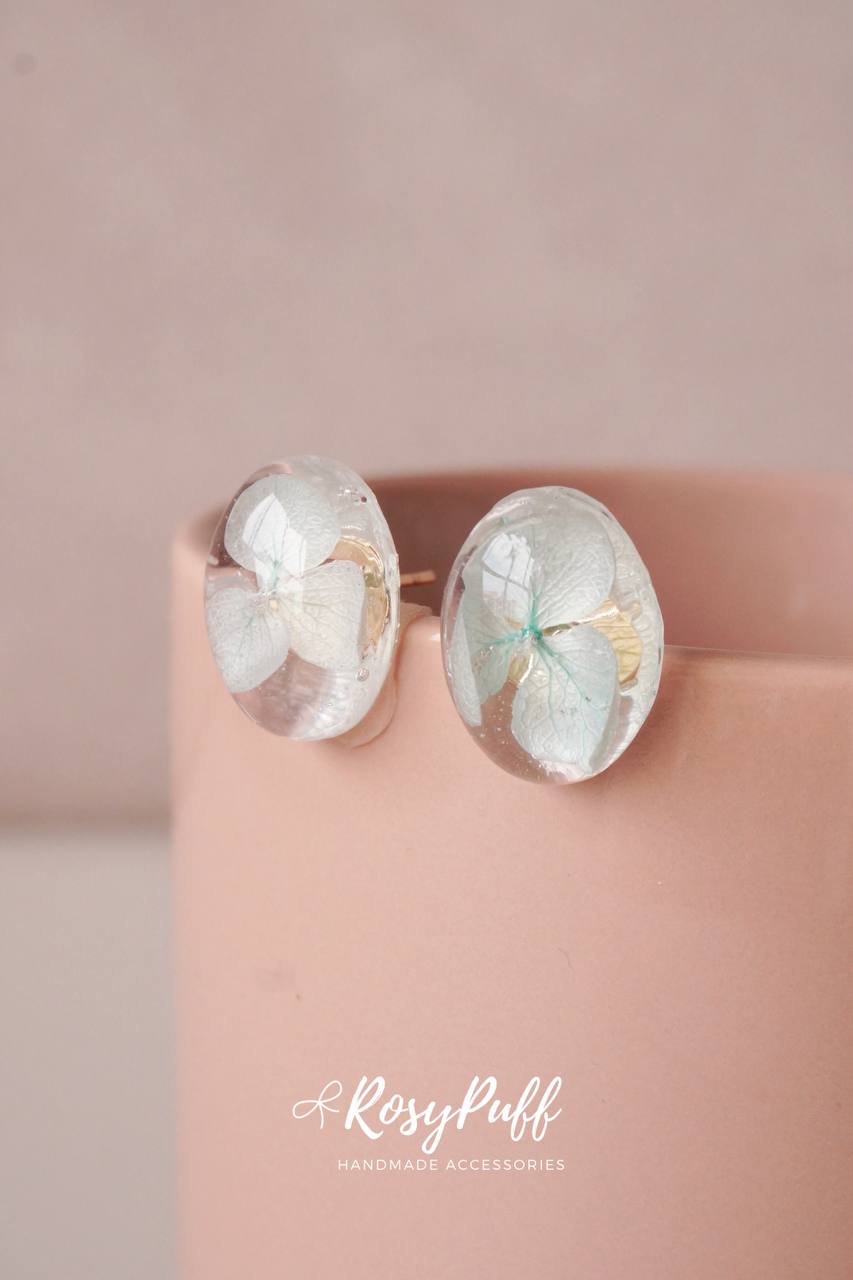 Fresh Tiffany Blue Hydrangea Petals Earrings
