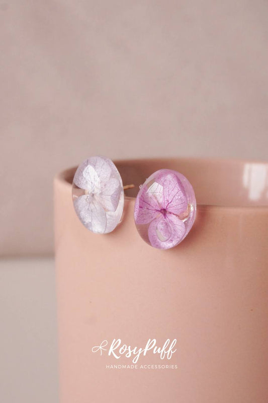 Fresh Violet Hydrangea Petals Earrings