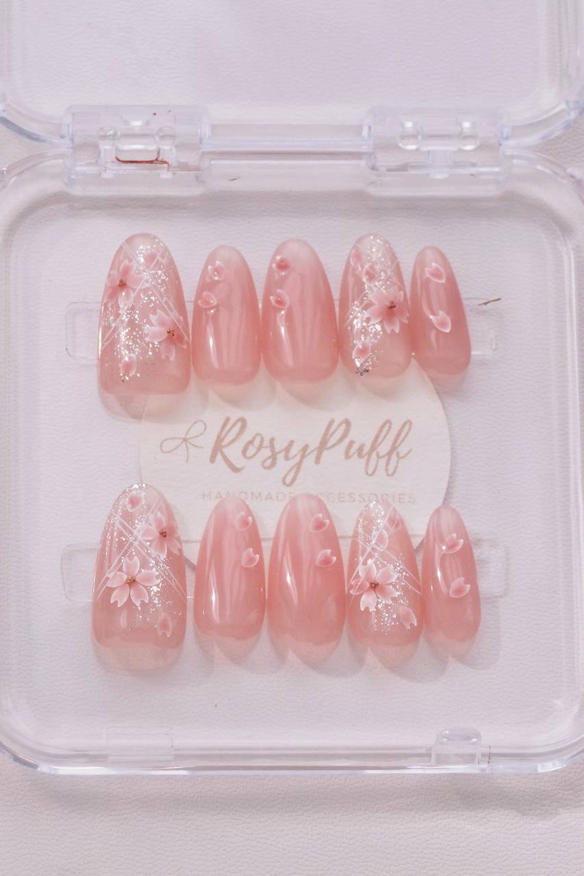 Sakura Petals Press-On Nails
