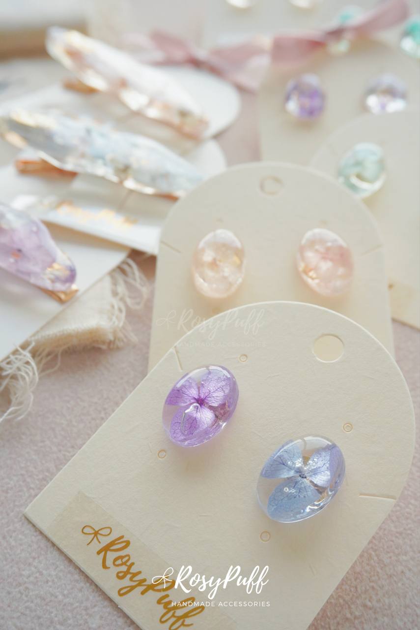 Fresh Violet Hydrangea Petals Earrings