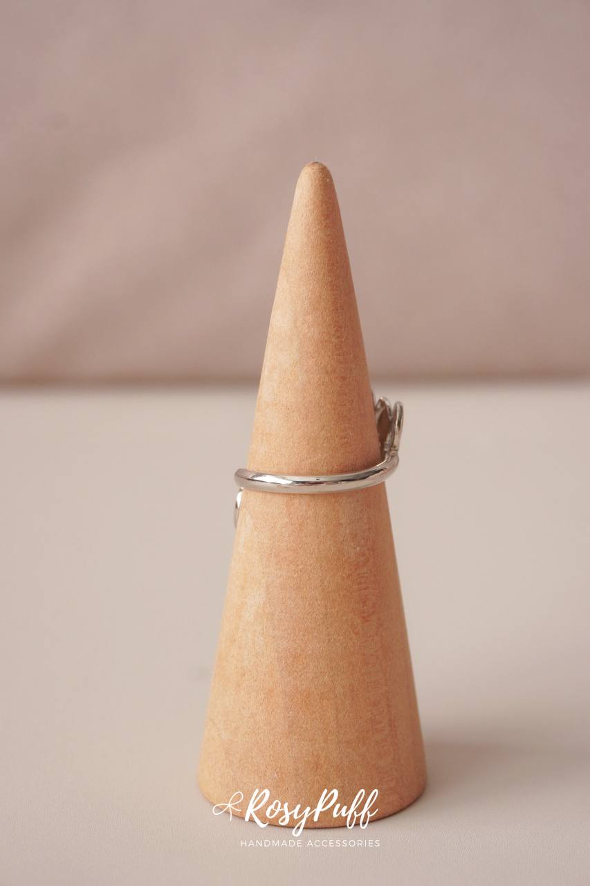 Double Laurel Leaf Ring In Silver