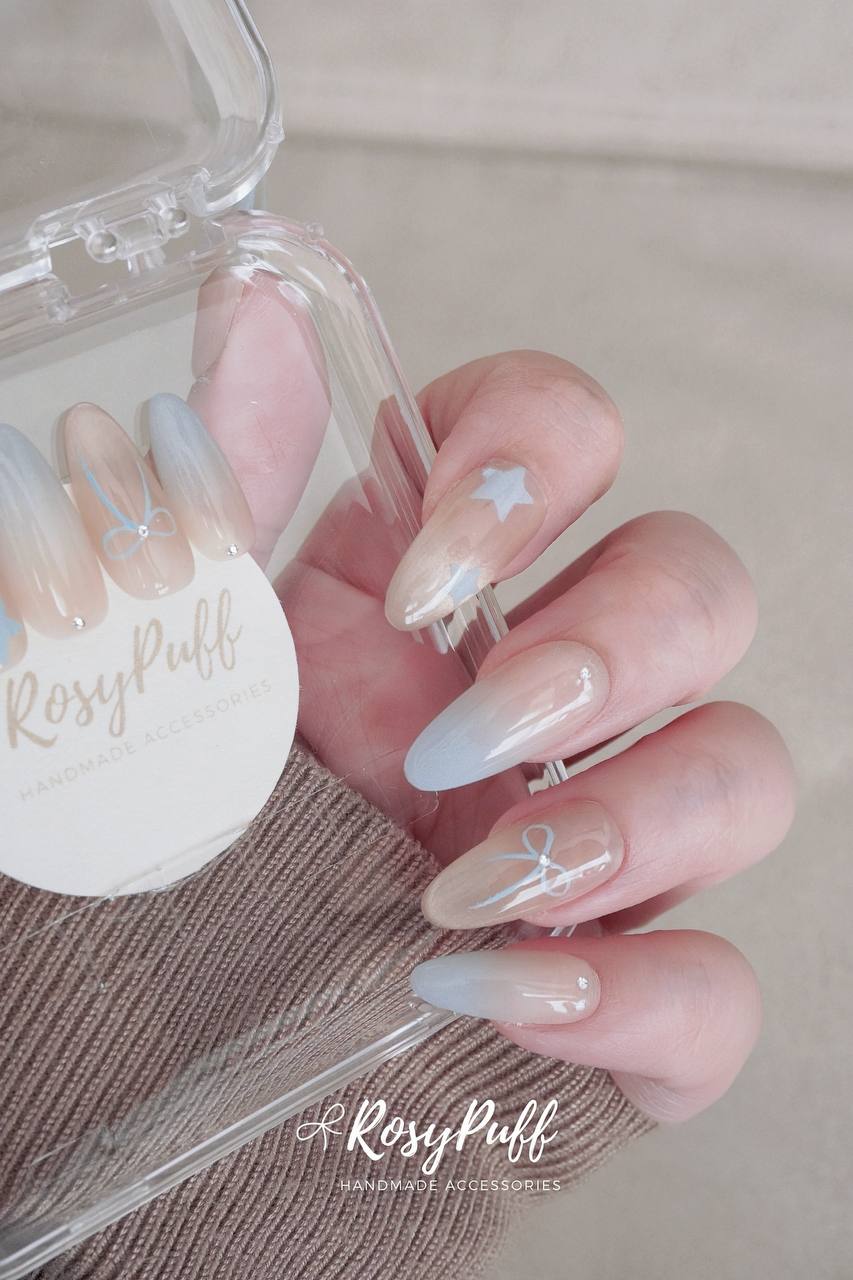 Baby Blue Powdered Press-On Nails