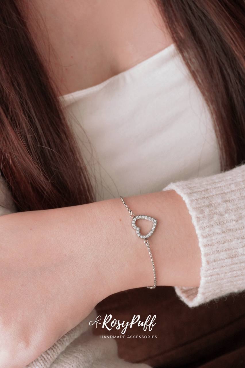 Bare Heart Bracelet In Silver
