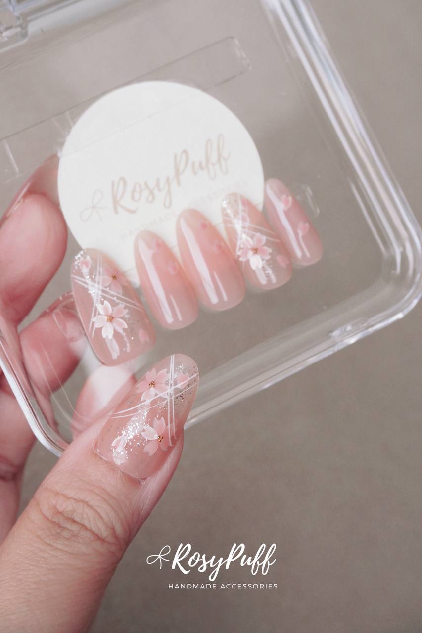 Sakura Petals Press-On Nails