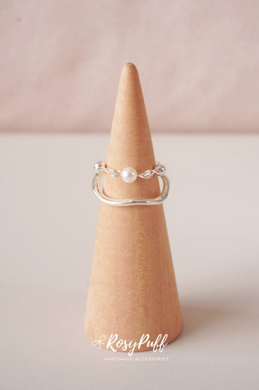 Bloom Aura Duo Layers Ring In Silver