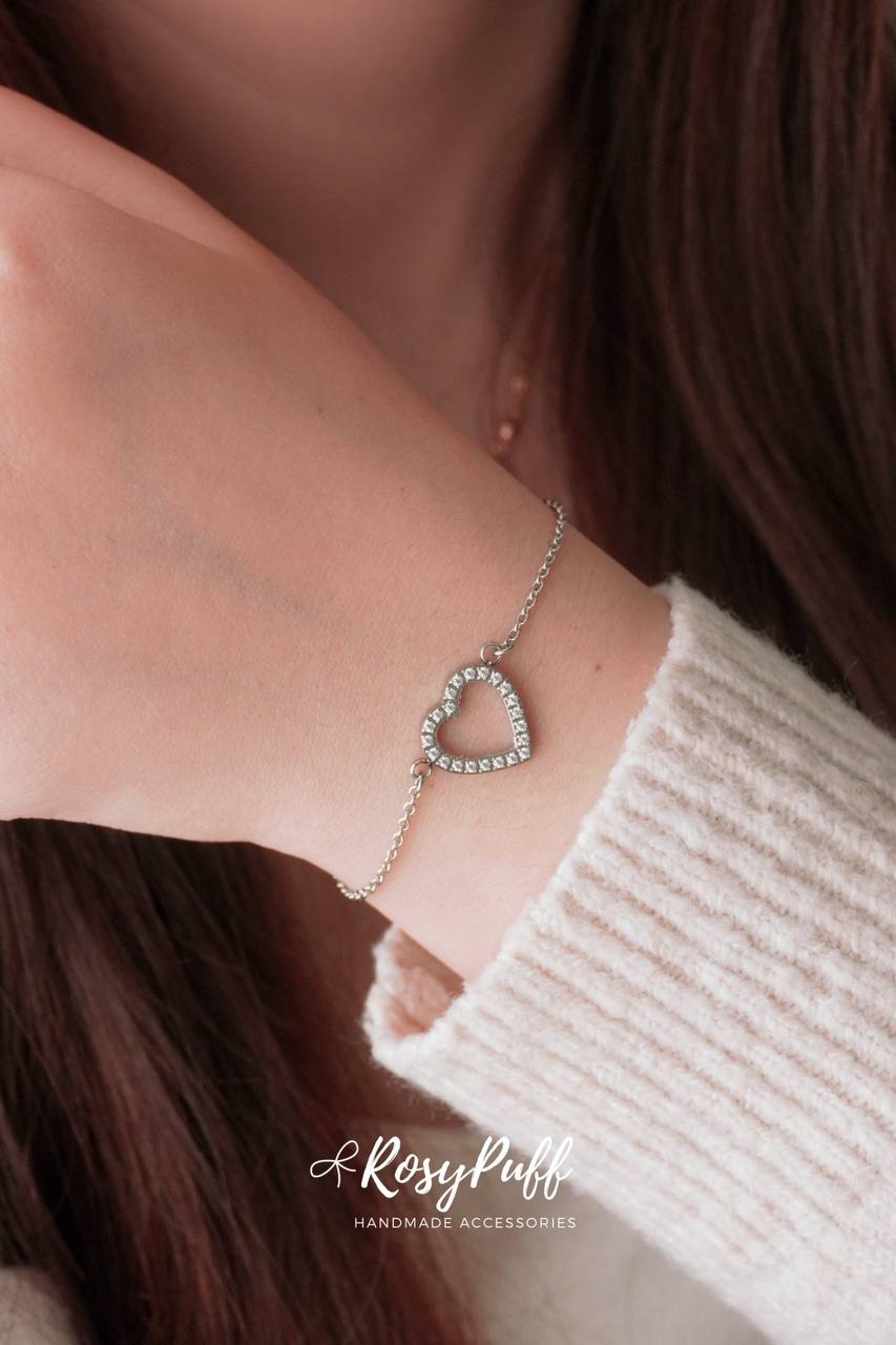 Bare Heart Bracelet In Silver